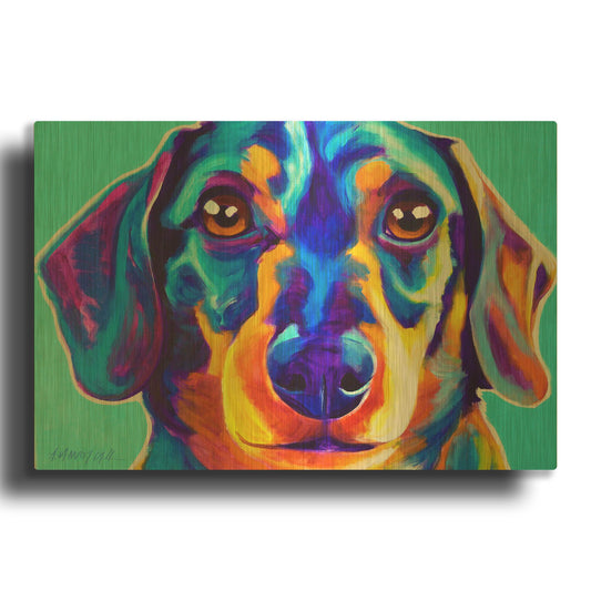 'Dachshund - Oscar' By Dawg Painter Gold Metal Wall Art