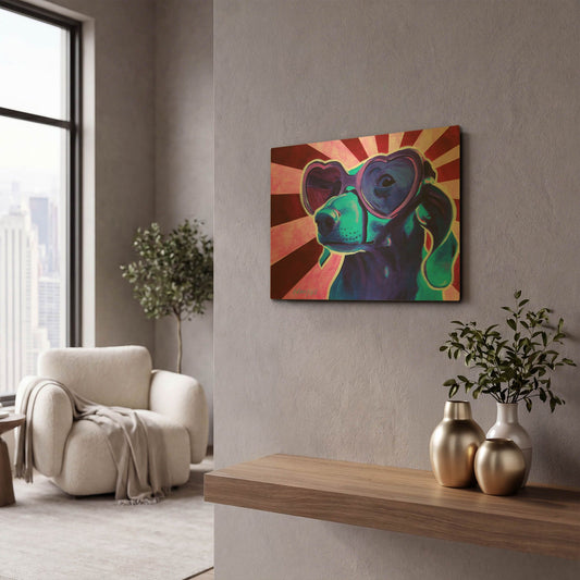 'Dachshund - Puppy Love' By Dawg Painter Gold Metal Wall Art