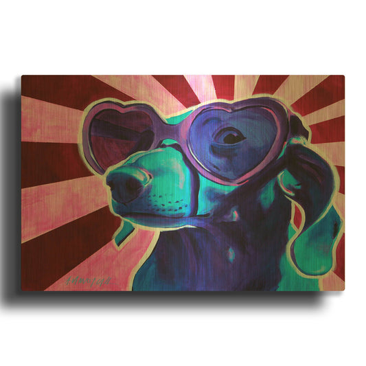 'Dachshund - Puppy Love' By Dawg Painter Gold Metal Wall Art