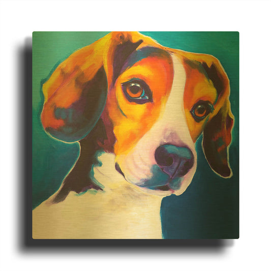 'Beagle - Martin' By Dawg Painter Gold Metal Wall Art