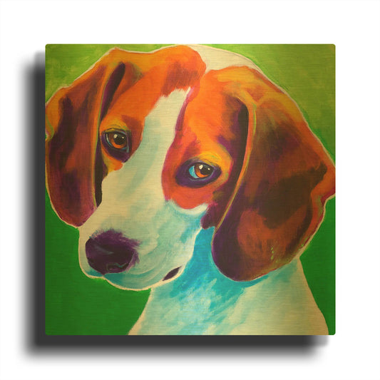'Beagle - Watson' By Dawg Painter Gold Metal Wall Art
