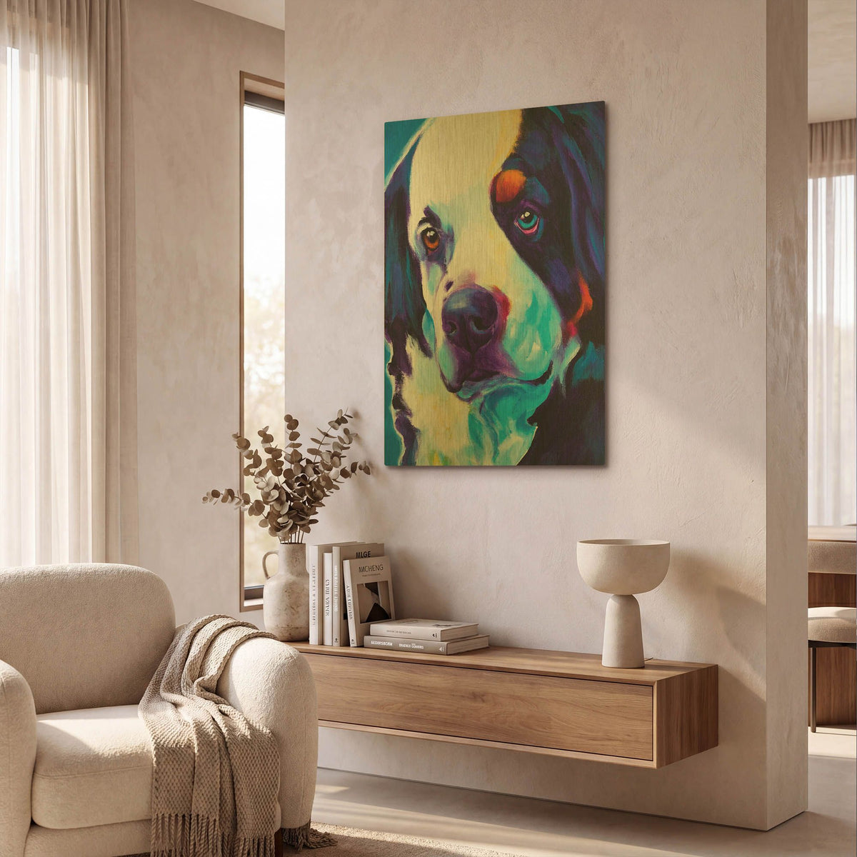 'Bernese Mountain Dog - Zeke' By Dawg Painter Gold Metal Wall Art