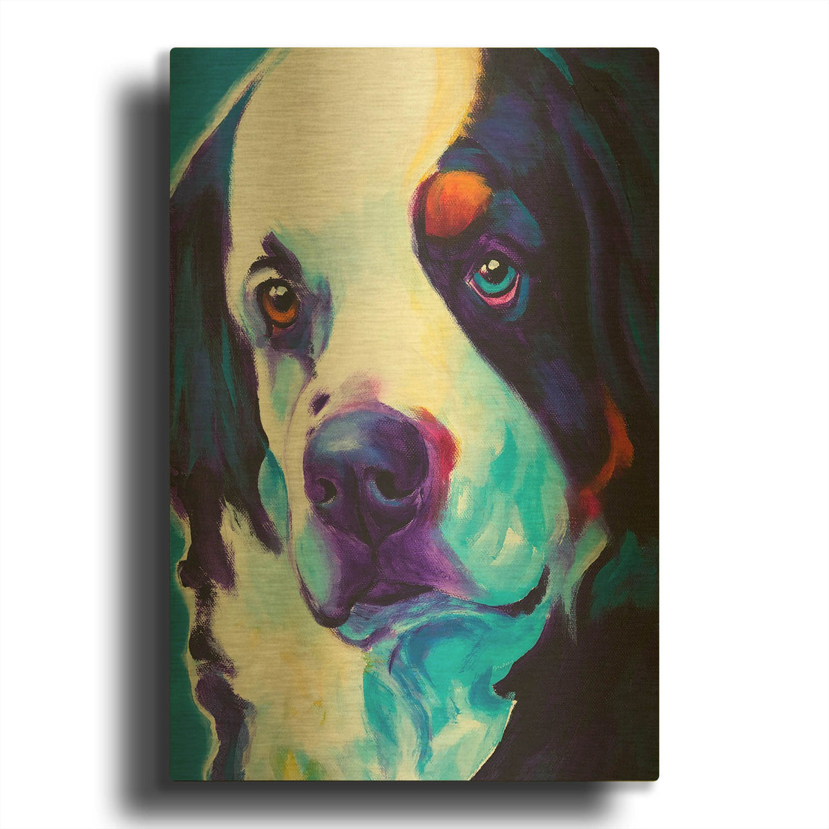 'Bernese Mountain Dog - Zeke' By Dawg Painter Gold Metal Wall Art