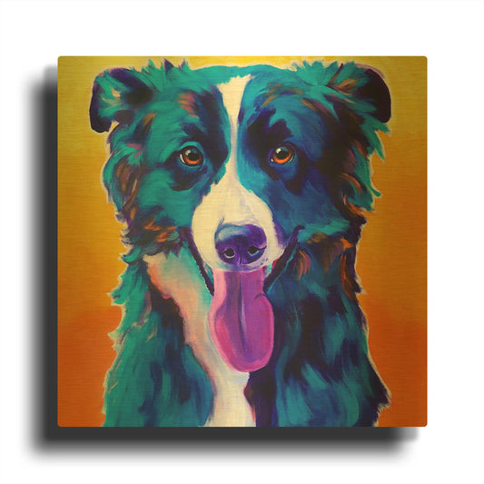 'Border Collie - Jinx' By Dawg Painter Gold Metal Wall Art