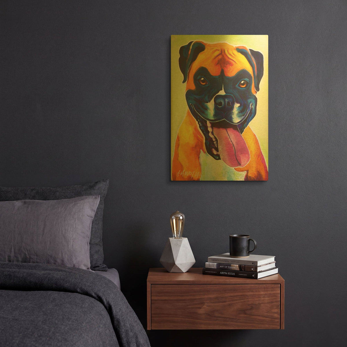 'Boxer - Bear' By Dawg Painter Gold Metal Wall Art