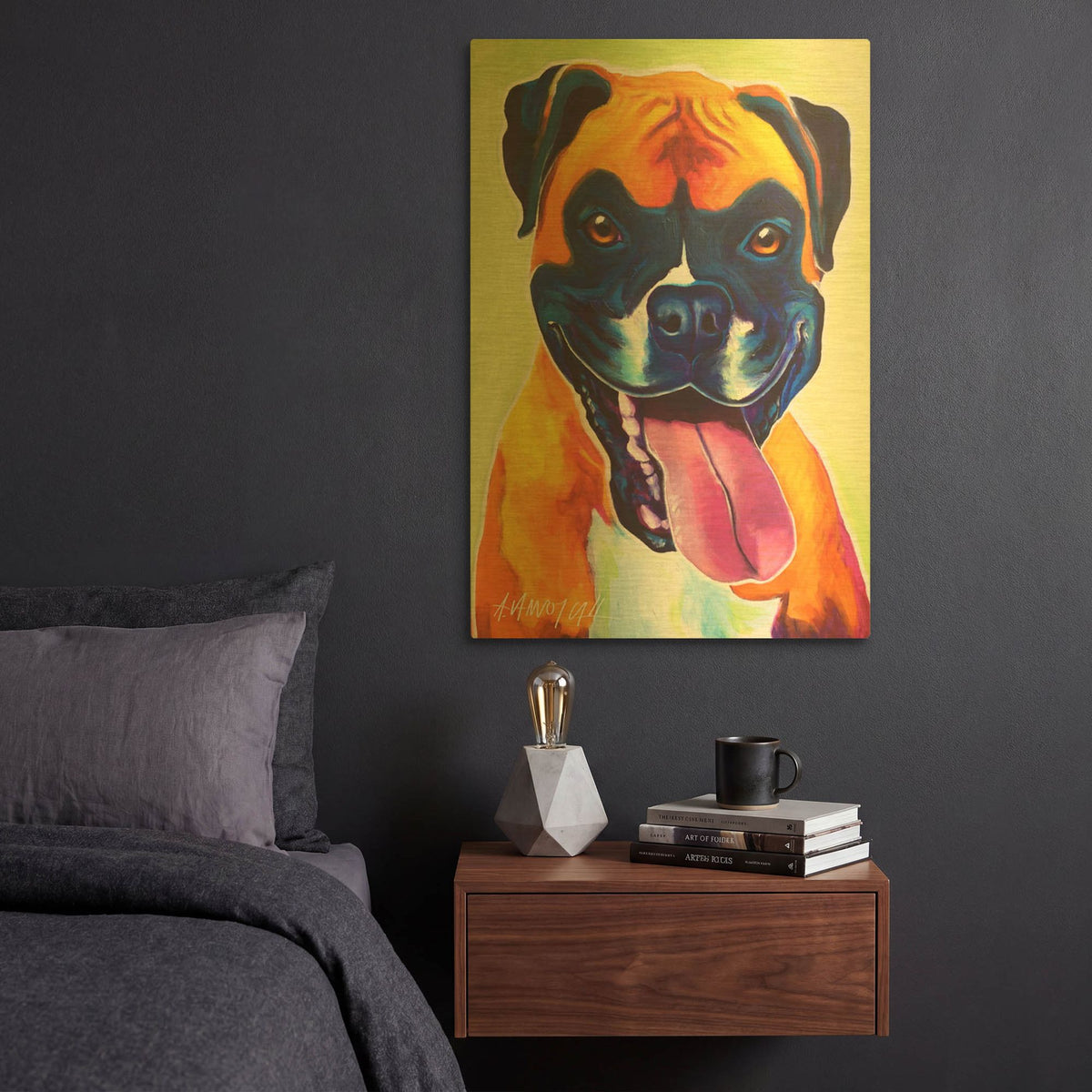 'Boxer - Bear' By Dawg Painter Gold Metal Wall Art