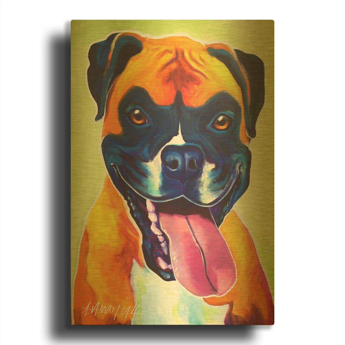 'Boxer - Bear' By Dawg Painter Gold Metal Wall Art