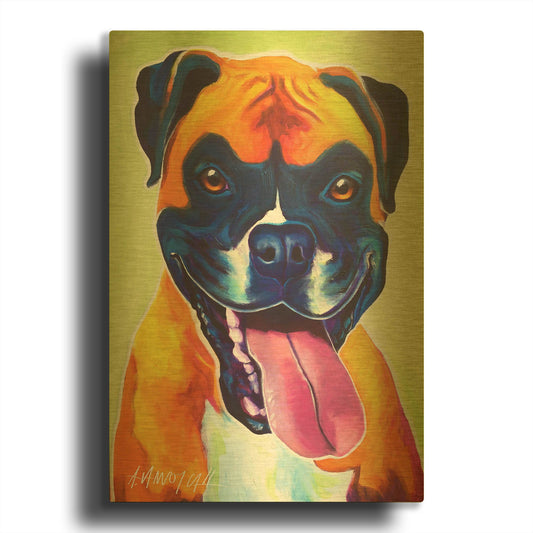 'Boxer - Bear' By Dawg Painter Gold Metal Wall Art