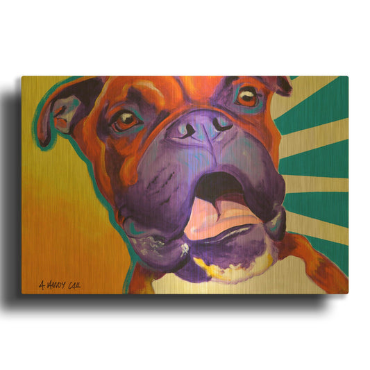'Boxer - Chance' By Dawg Painter Gold Metal Wall Art