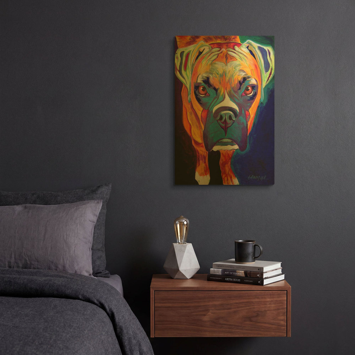 'Boxer - Harley' By Dawg Painter Gold Metal Wall Art