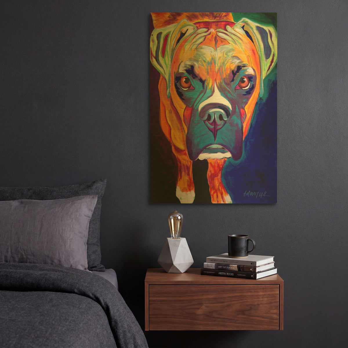 'Boxer - Harley' By Dawg Painter Gold Metal Wall Art