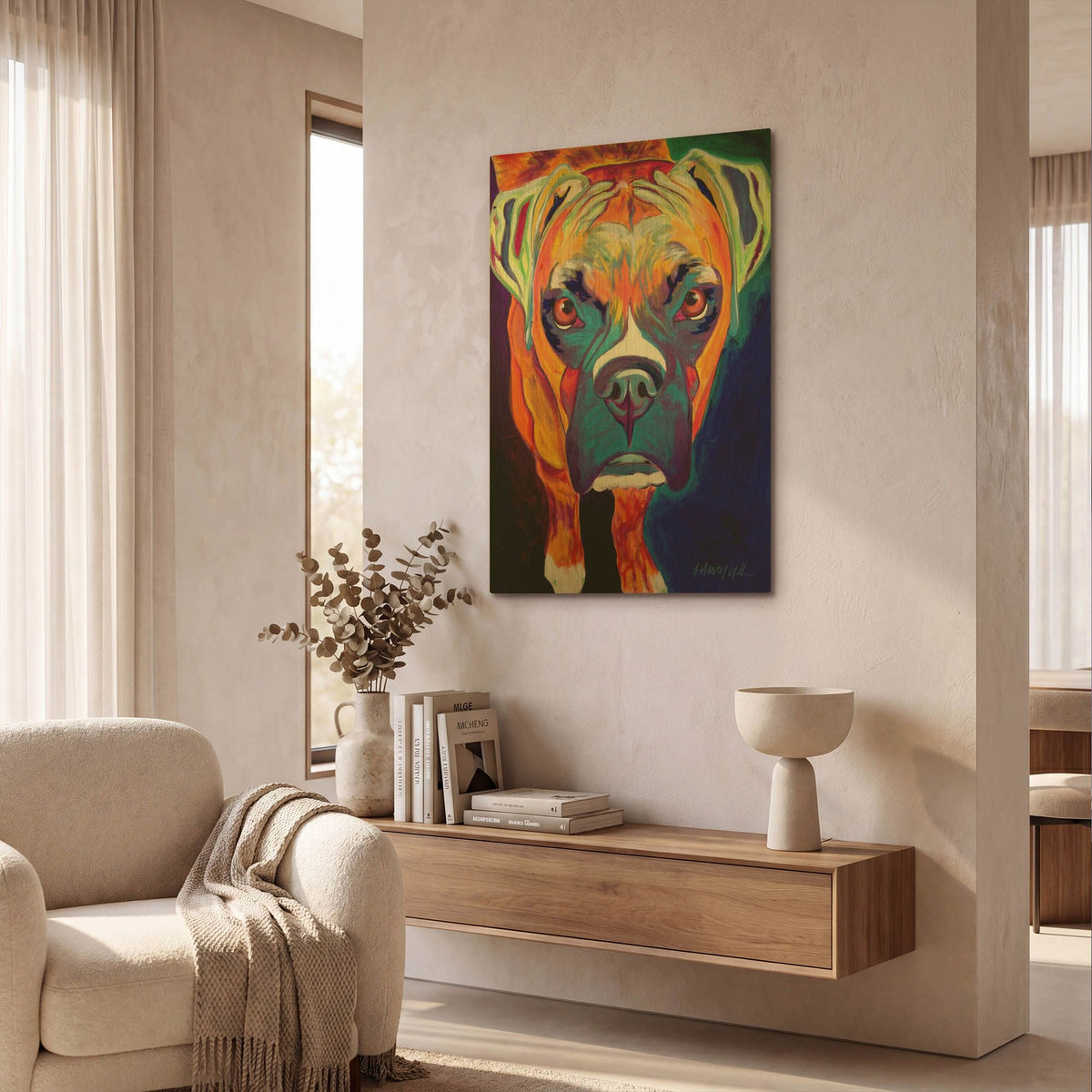 'Boxer - Harley' By Dawg Painter Gold Metal Wall Art