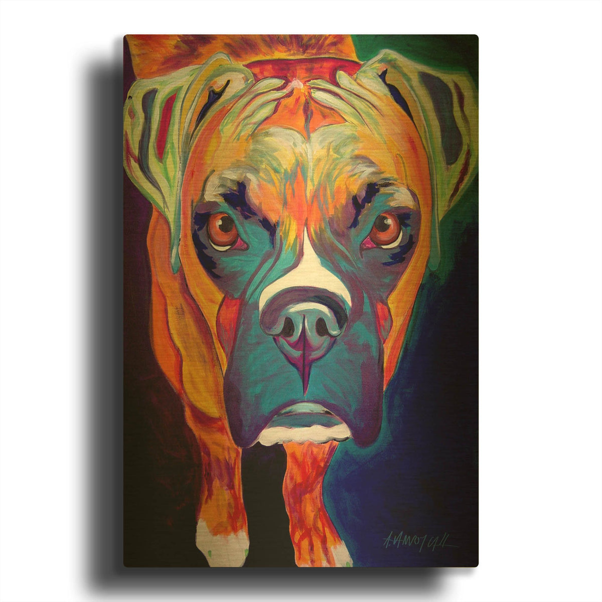 'Boxer - Harley' By Dawg Painter Gold Metal Wall Art