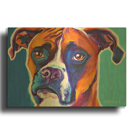 'Boxer - Rex' By Dawg Painter Gold Metal Wall Art