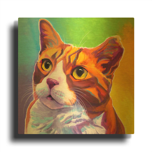 'Cat - Ernie' By Dawg Painter Gold Metal Wall Art