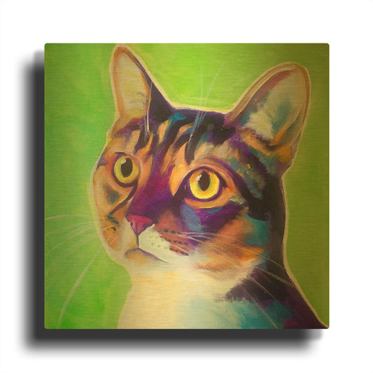 'Cat - Ripley' By Dawg Painter Gold Metal Wall Art