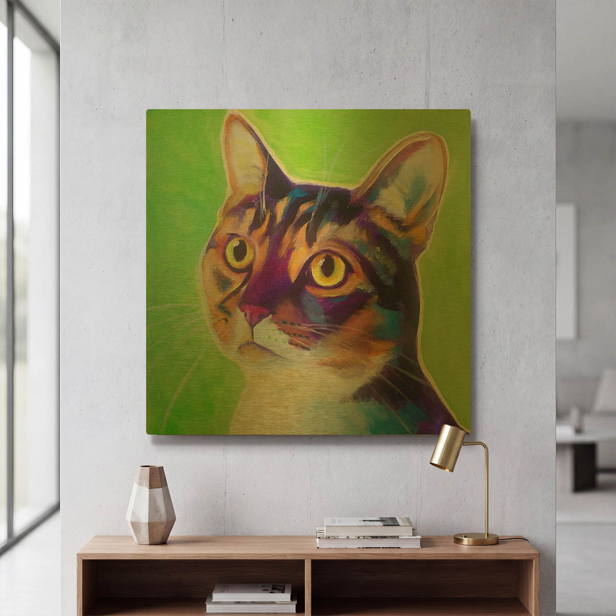 'Cat - Ripley' By Dawg Painter Gold Metal Wall Art