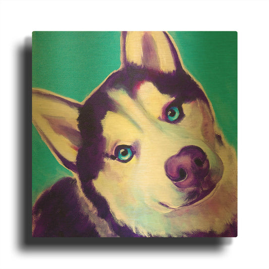 'Husky - Dico' By Dawg Painter Gold Metal Wall Art