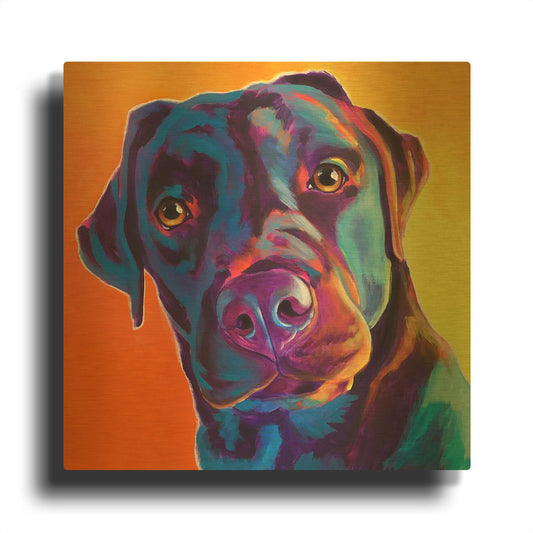 'Lab - Kona' By Dawg Painter Gold Metal Wall Art