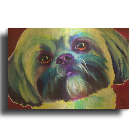 'Lhasa Apso - Sadie' By Dawg Painter Gold Metal Wall Art