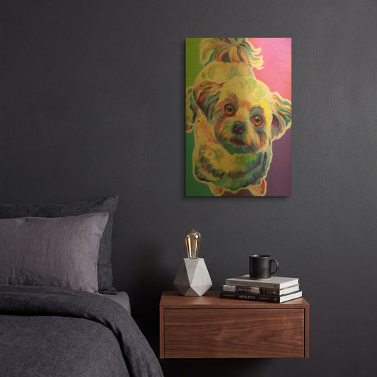 'Maltipoo - Ziggy' By Dawg Painter Gold Metal Wall Art