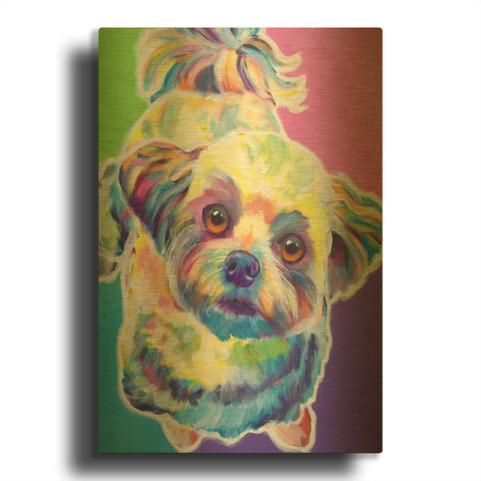 'Maltipoo - Ziggy' By Dawg Painter Gold Metal Wall Art