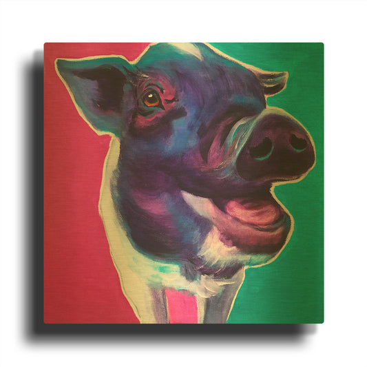 'Pig - Sophie' By Dawg Painter Gold Metal Wall Art