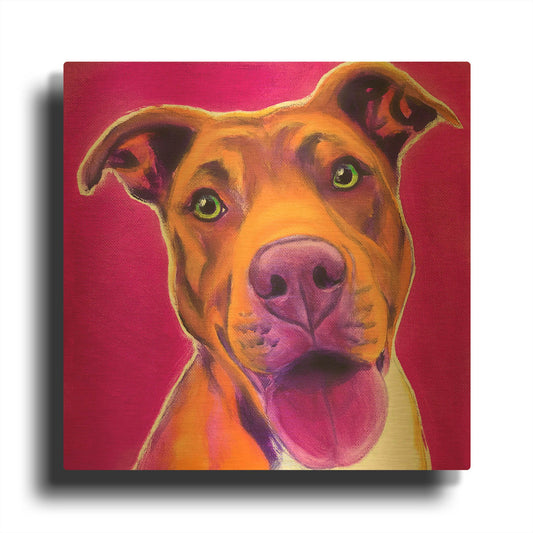 'Pit Bull - Bama' By Dawg Painter Gold Metal Wall Art