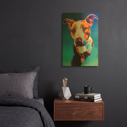 'Pit Bull - Bentley' By Dawg Painter Gold Metal Wall Art