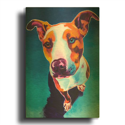 'Pit Bull - Bentley' By Dawg Painter Gold Metal Wall Art