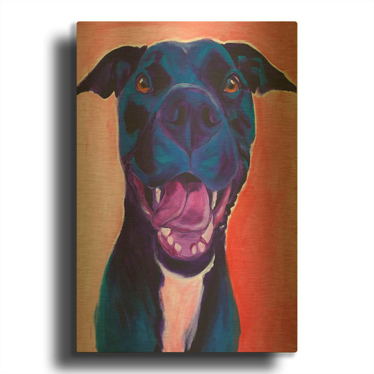 'Pit Bull - Crysanthemum' By Dawg Painter Gold Metal Wall Art