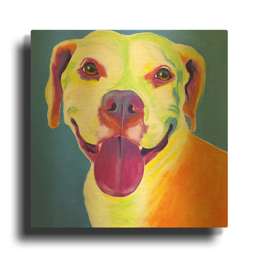 'Pit Bull - Daisy' By Dawg Painter Gold Metal Wall Art