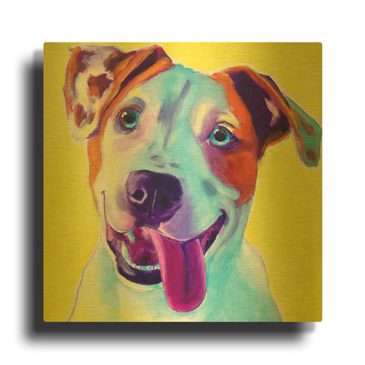 'Pit Bull - Elphaba' By Dawg Painter Gold Metal Wall Art