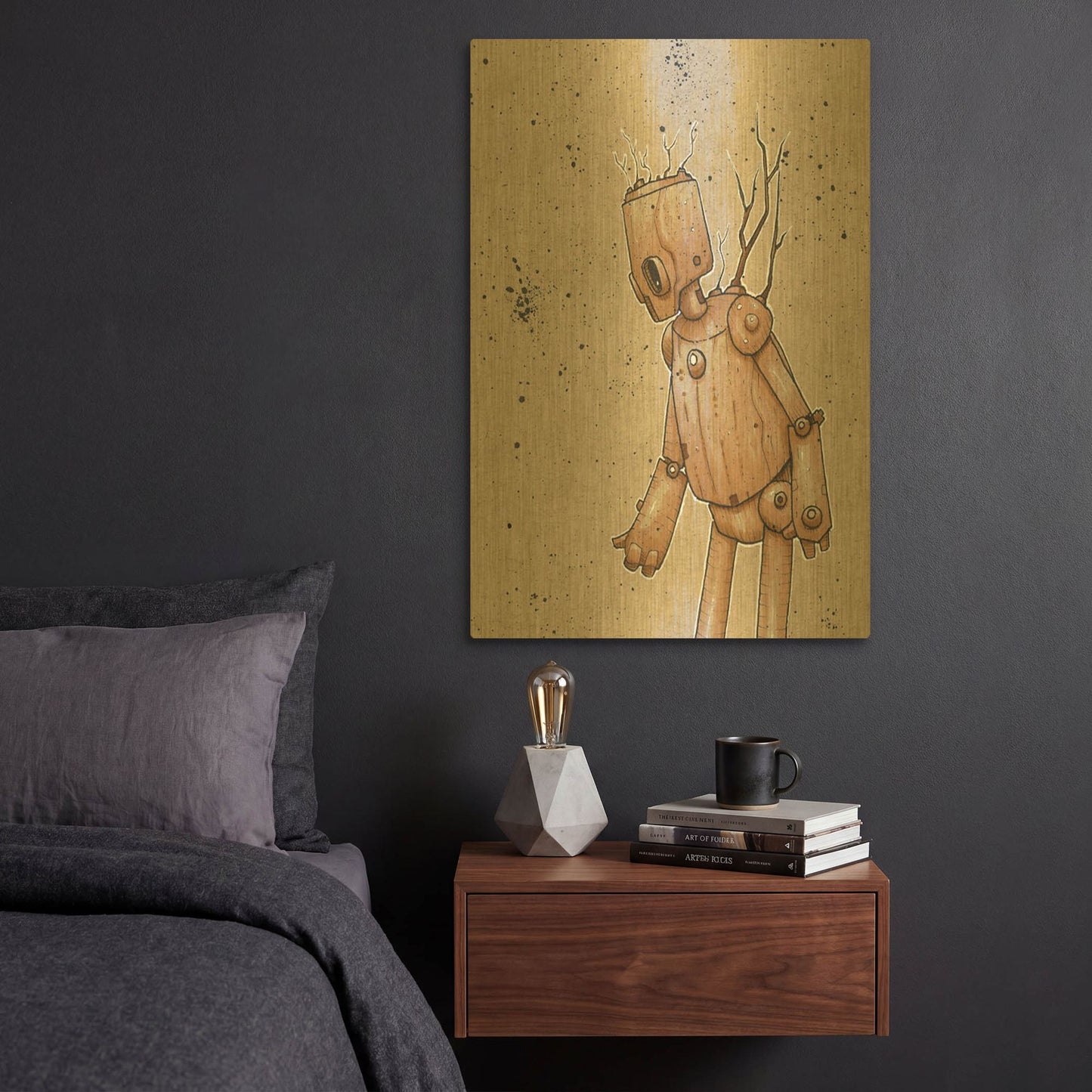 'Ink Bot Tree' By Craig Snodgrass Gold Metal Wall Art