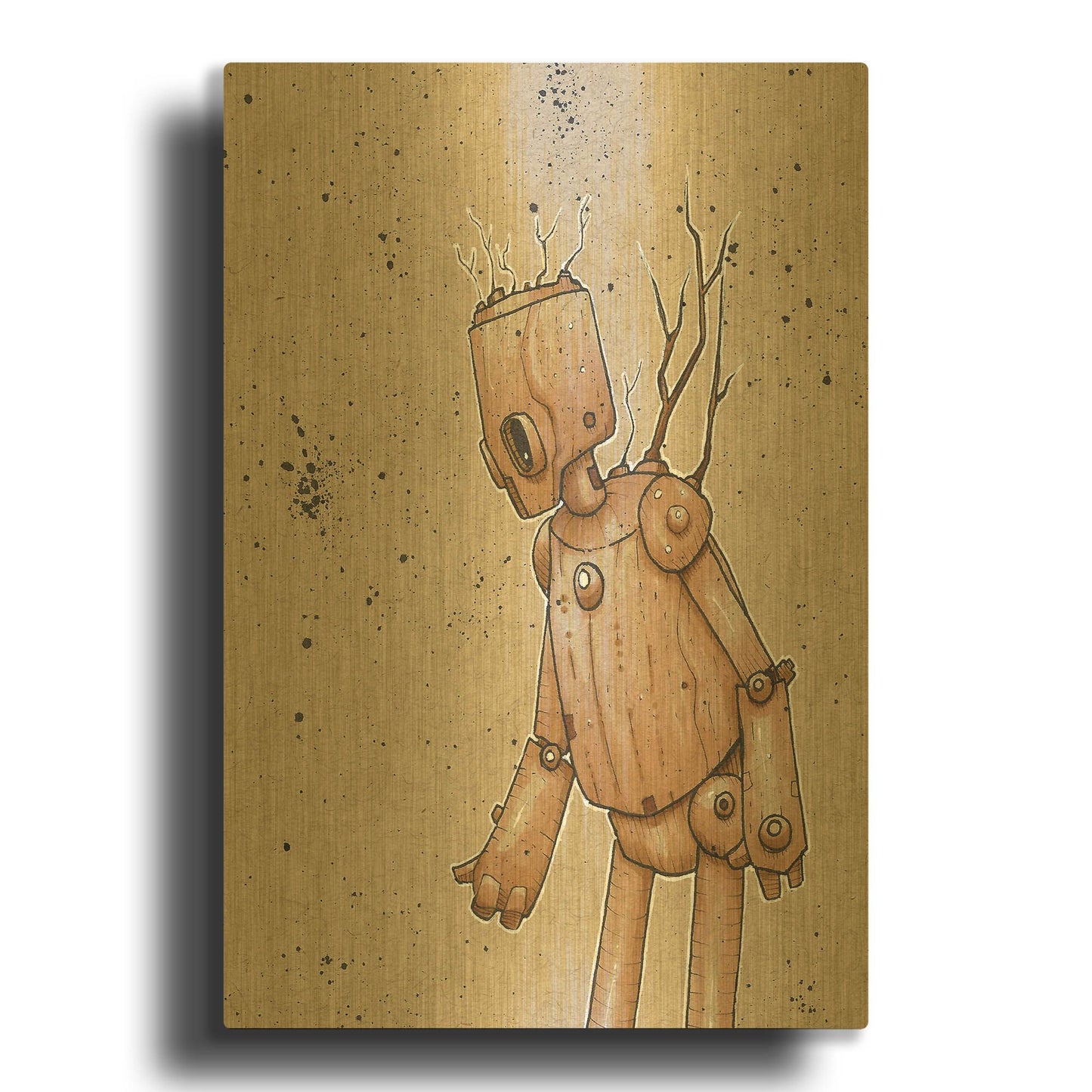 'Ink Bot Tree' By Craig Snodgrass Gold Metal Wall Art