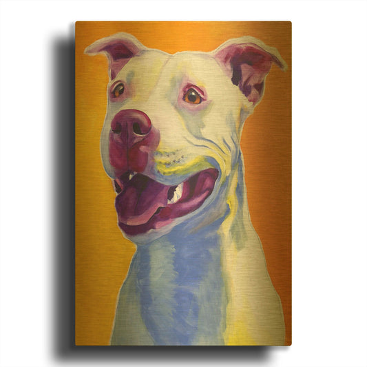 'Pit Bull - Honey' By Dawg Painter Gold Metal Wall Art
