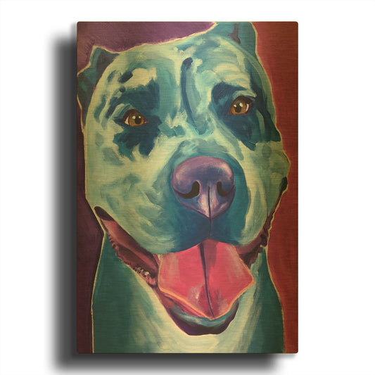 'Pit Bull - Merle' By Dawg Painter Gold Metal Wall Art