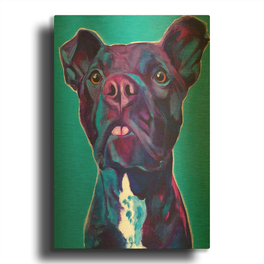 'Pit Bull - Neko' By Dawg Painter Gold Metal Wall Art