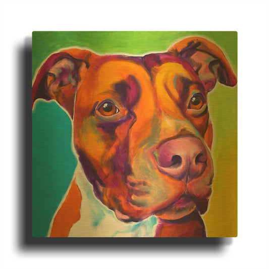 'Pit Bull - Red' By Dawg Painter Gold Metal Wall Art