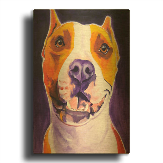 'Pit Bull - Rexy' By Dawg Painter Gold Metal Wall Art