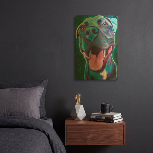 'Pit Bull - Sky Blue' By Dawg Painter Gold Metal Wall Art