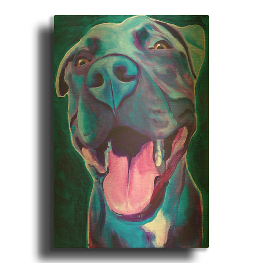 'Pit Bull - Sky Blue' By Dawg Painter Gold Metal Wall Art