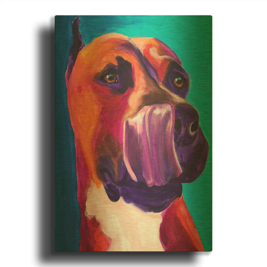 'Pit Bull - Tasty' By Dawg Painter Gold Metal Wall Art