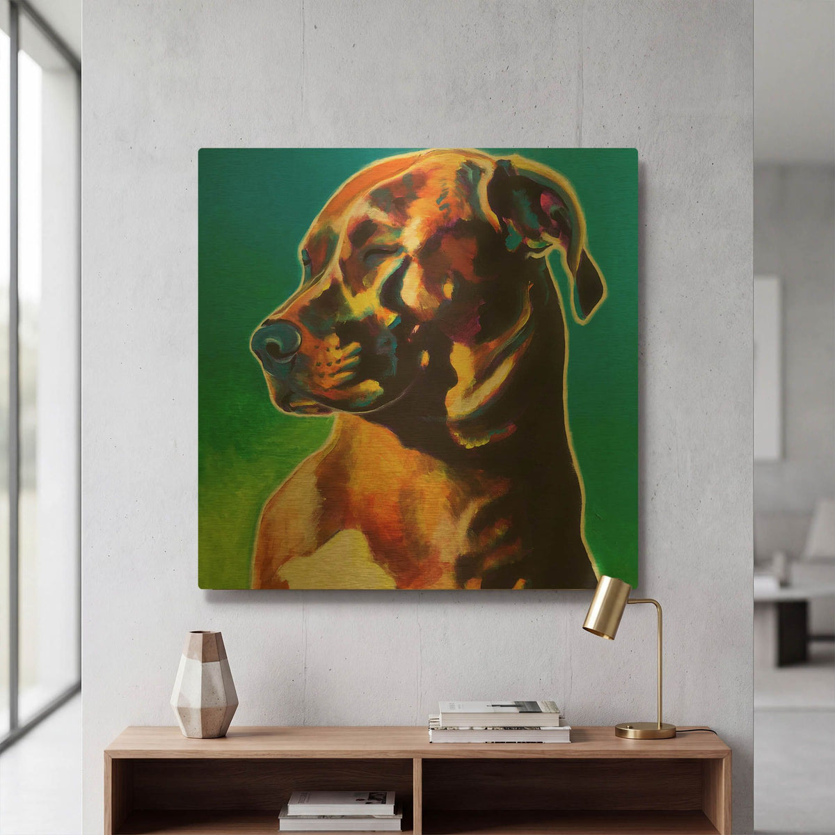 'Pit Bull - Twyla' By Dawg Painter Gold Metal Wall Art