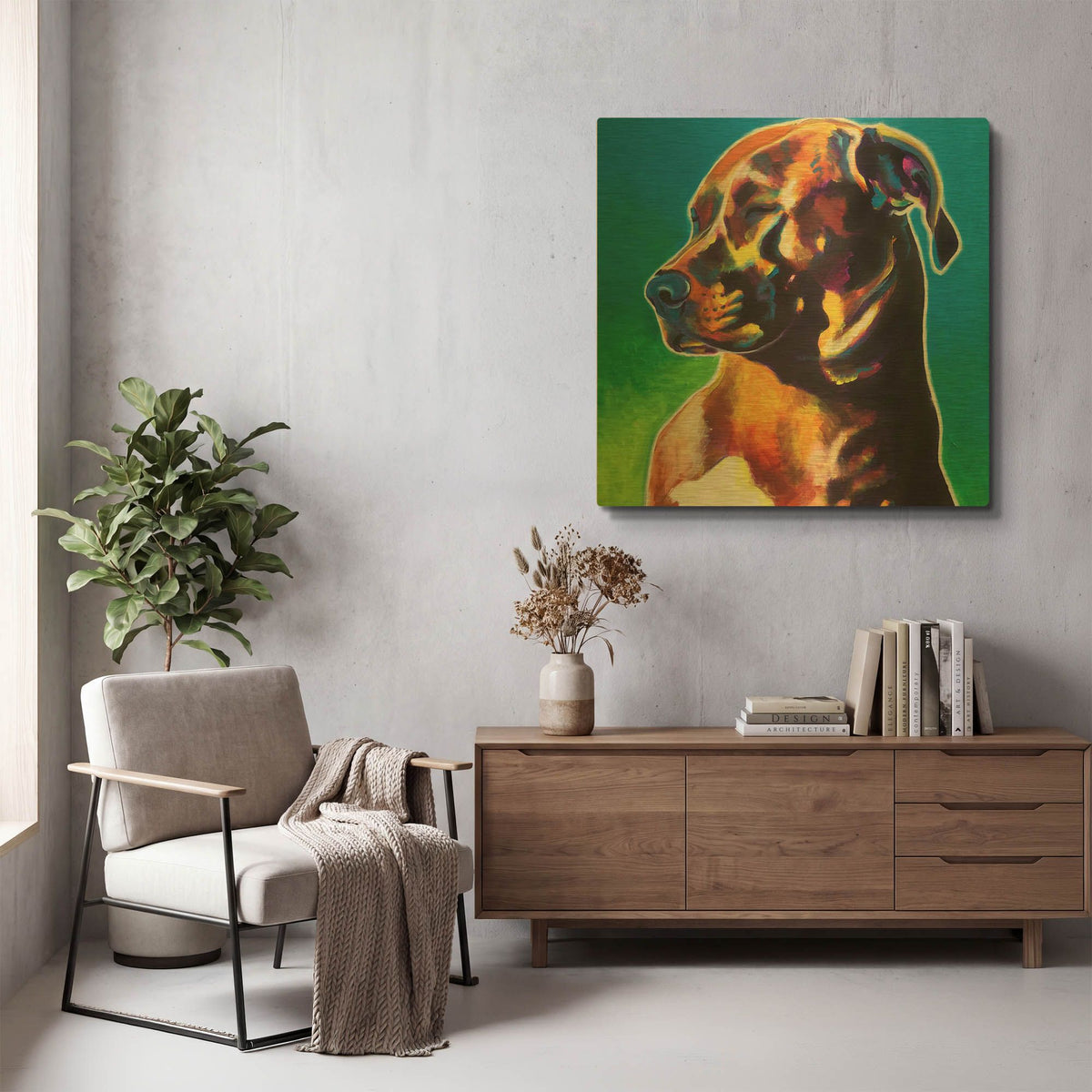 'Pit Bull - Twyla' By Dawg Painter Gold Metal Wall Art