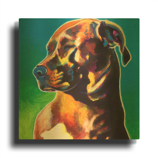 'Pit Bull - Twyla' By Dawg Painter Gold Metal Wall Art
