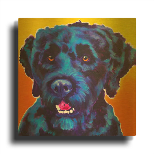 'Portuguese Water Dog - Banks' By Dawg Painter Gold Metal Wall Art