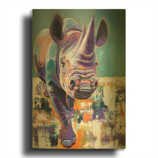 'Rhino - Mwaiseni' By Dawg Painter Gold Metal Wall Art