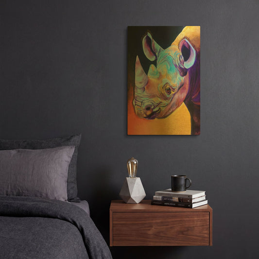 'Rhino - Suzi' By Dawg Painter Gold Metal Wall Art