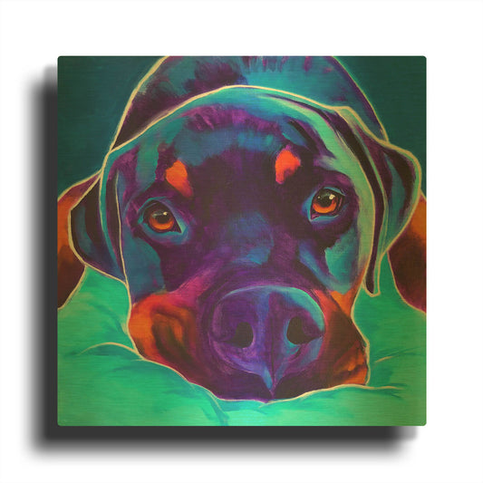 'Rottie - Dexter 2' By Dawg Painter Gold Metal Wall Art